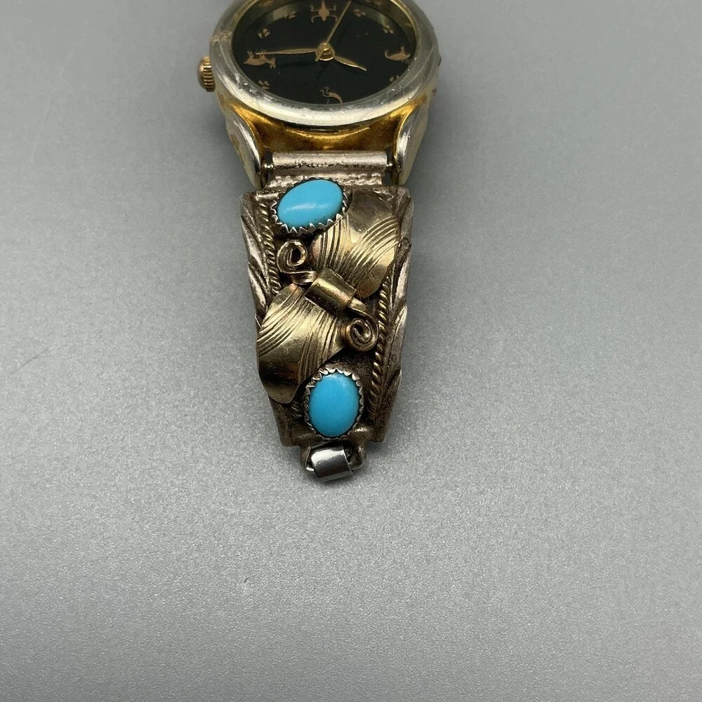Vintage Skyway Trading Company Women Watch 24mm Sterling Turquoise Tips New Batt